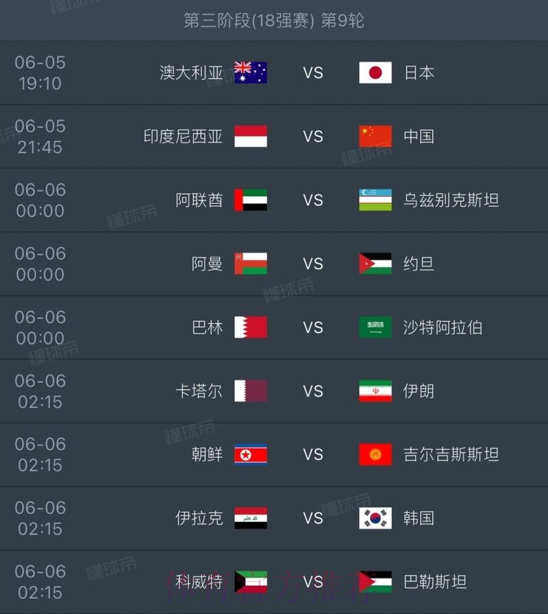 世界杯每日赛程详细